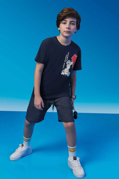 Camiseta Infantil Johnny Jumpers Azul Marinho - Little Johnny