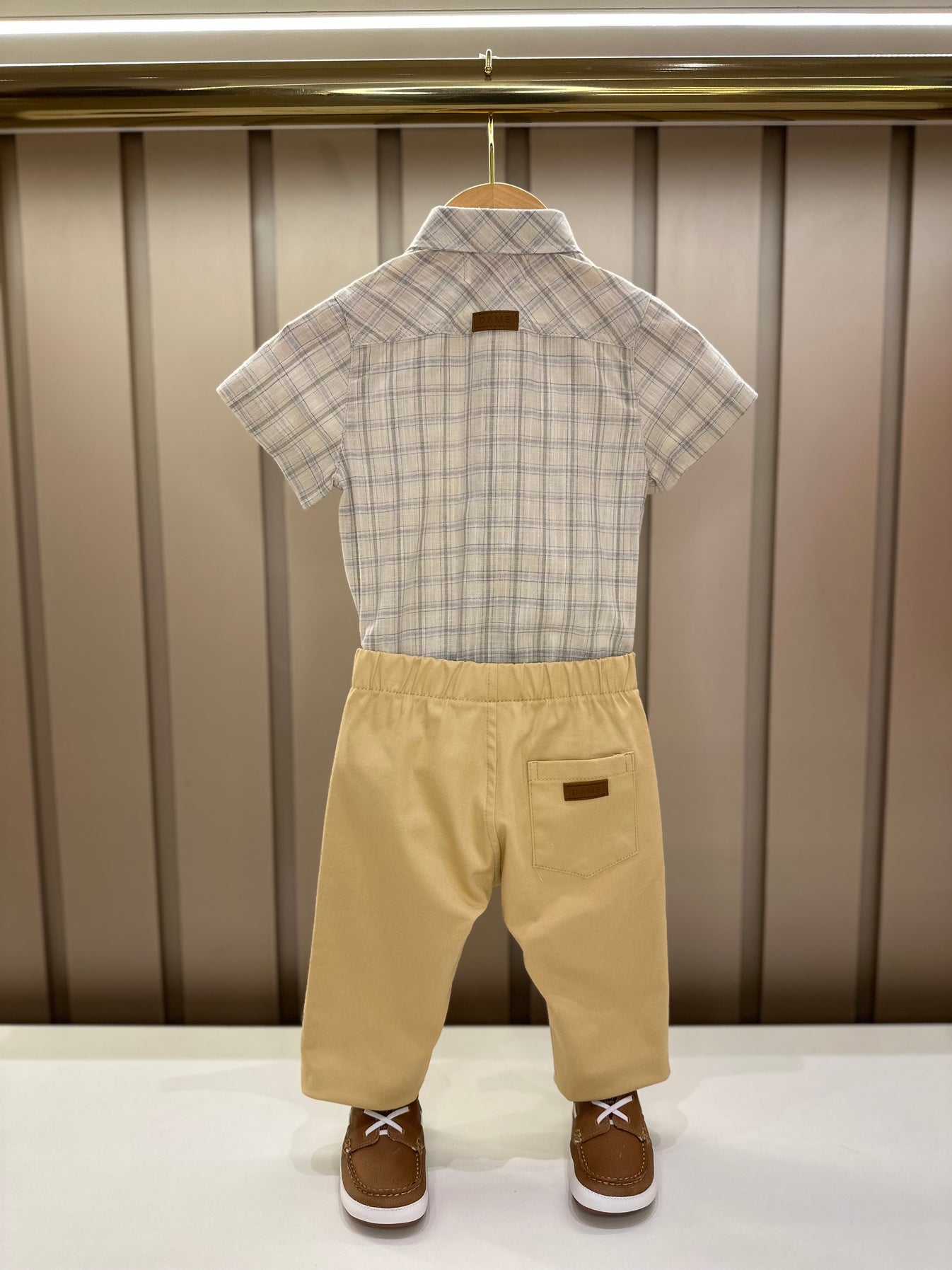 Camisa-body Bebê Algodão Xadrez Linho - Dame