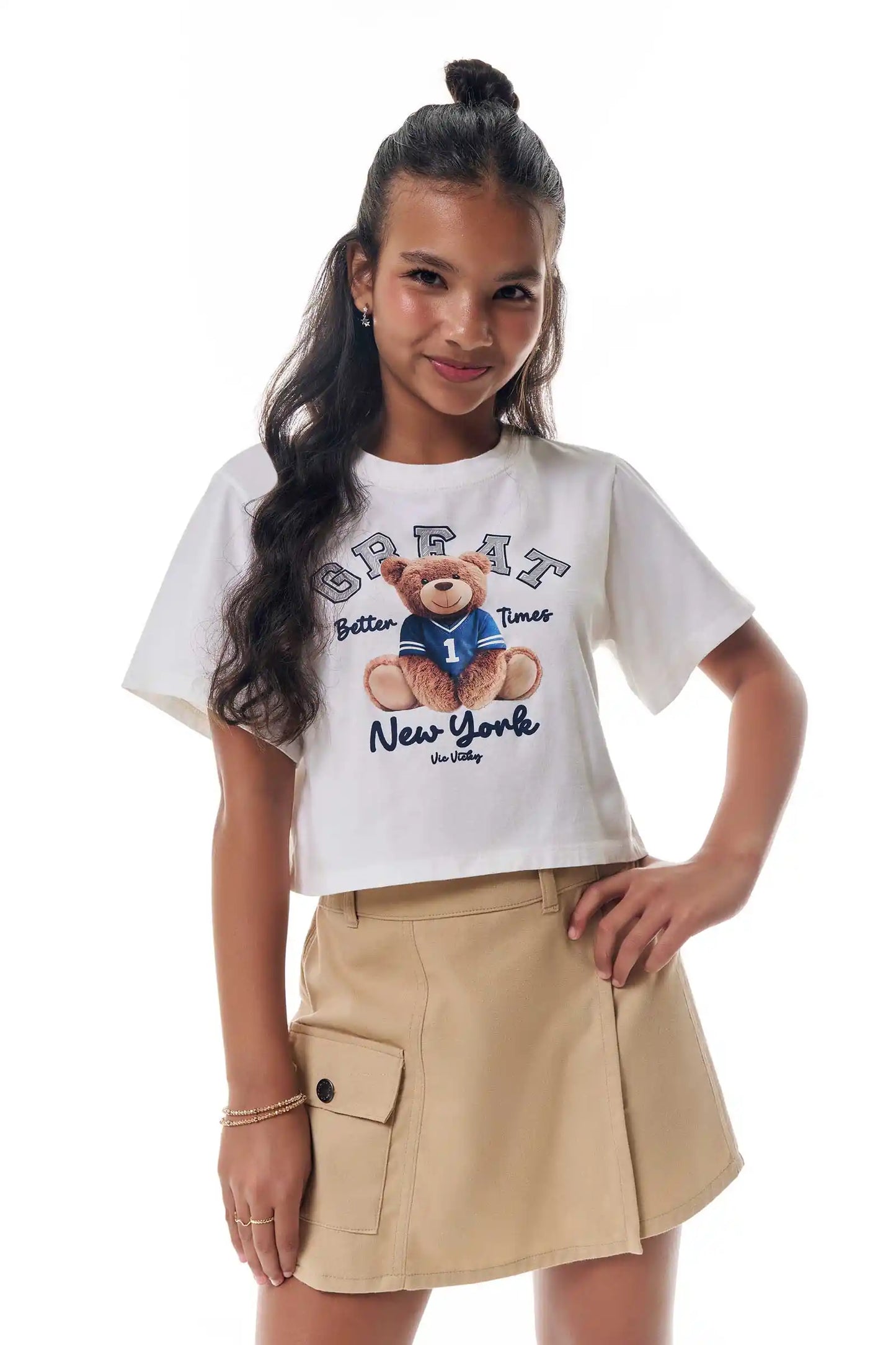 Blusa Teen Malha Off White - Vic Vick