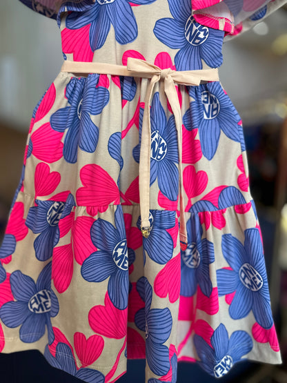 Vestido Infantil Mangas Amplas Flores Azuis - Animê