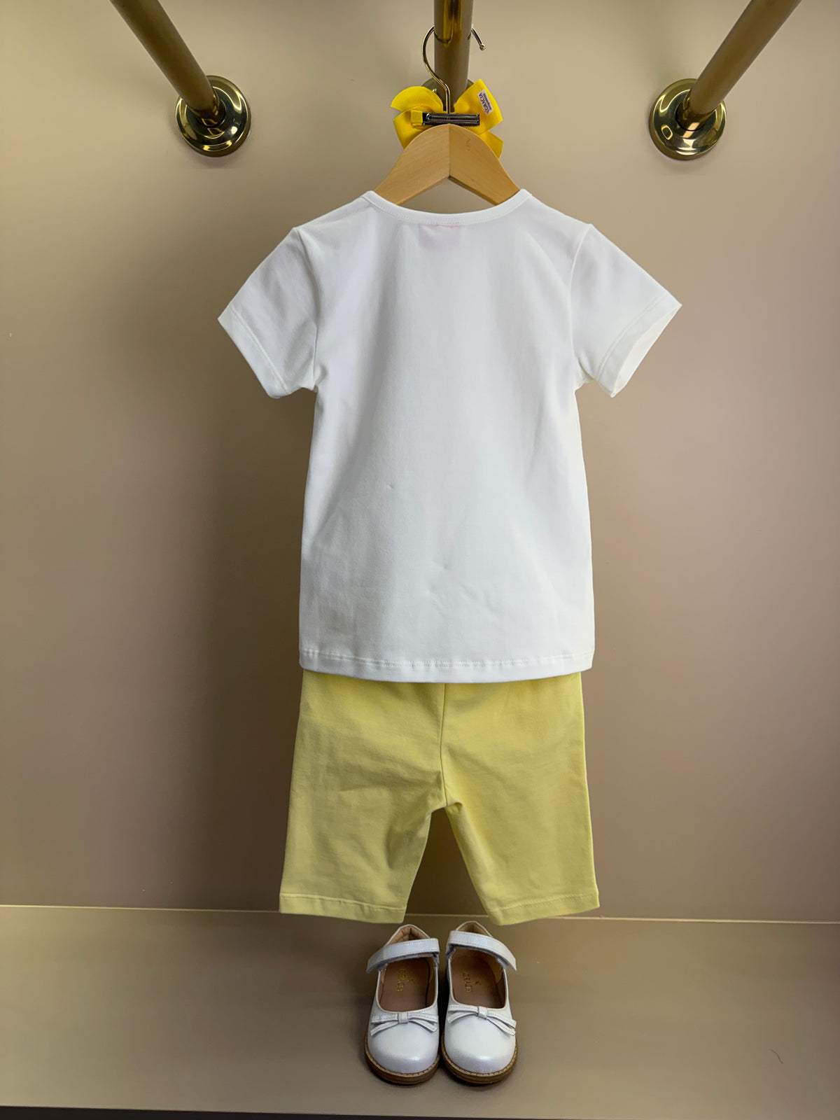 Conjunto Infantil Blusa Summer e Shorts Legging Amarelo - Momi