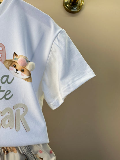 Conjunto Infantil Blusa e Shorts Estampa Ursinhas - Infanti
