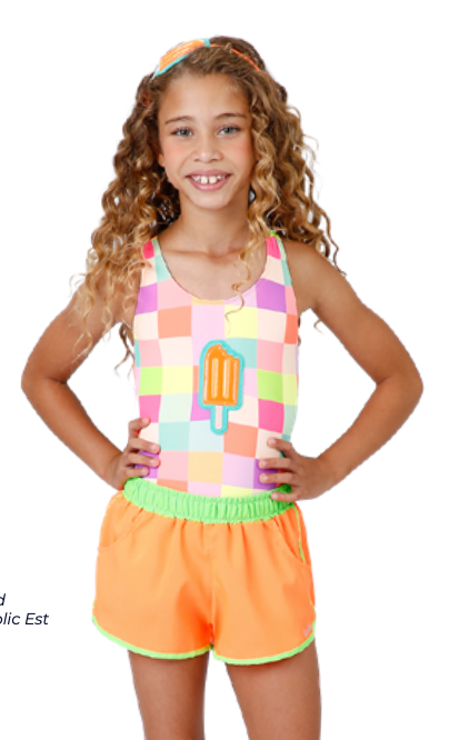 Shorts Infantil Letícia Laranja Fluor - Siri Kids