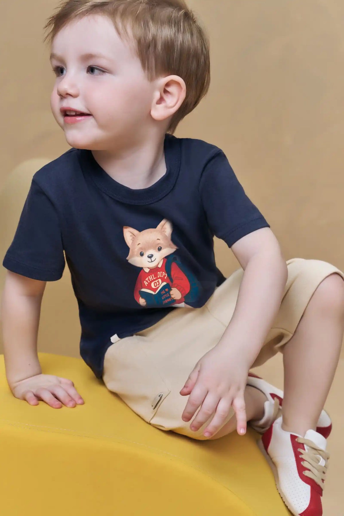 Conjunto Infantil Camiseta With Fox e Bermuda - Little Johnny