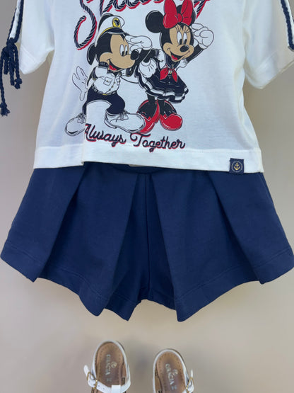Conjunto Infantil Blusa Minnie Sailing e Shorts com Pregas Essentials - Animê