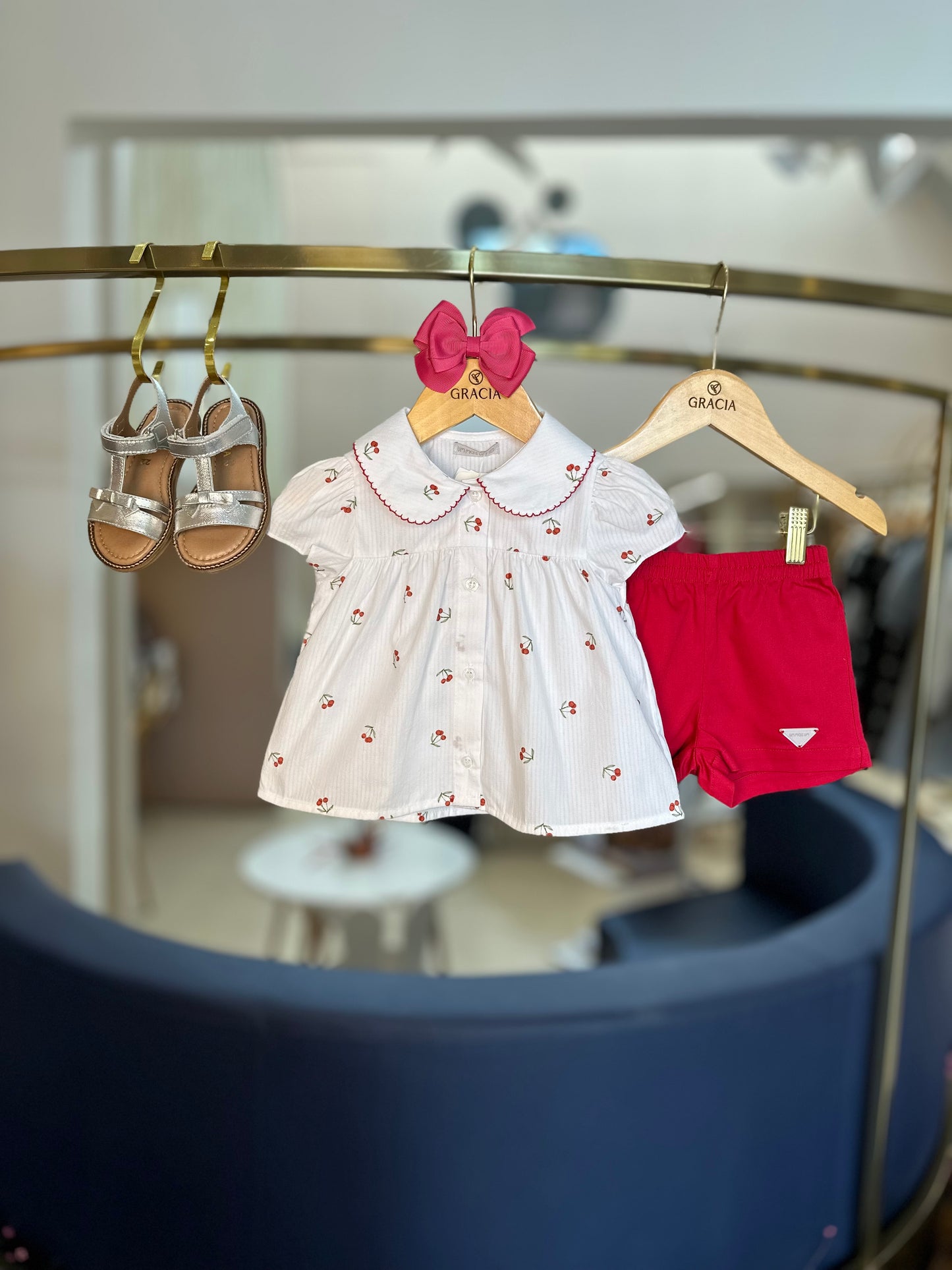Conjunto Infantil Bata Cerejinha e Shorts Sarja Acetinada - Beabá
