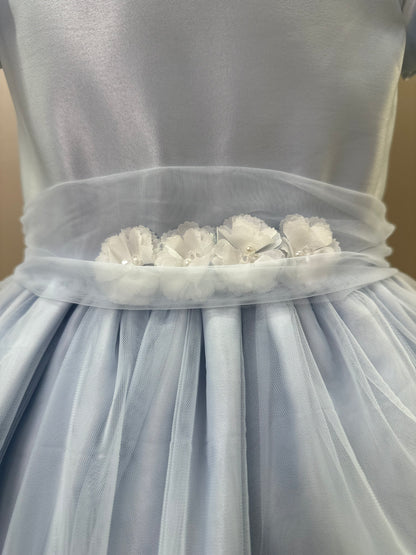 Vestido Infantil Festa Pelerine Bordada Azul - Petit Cherie