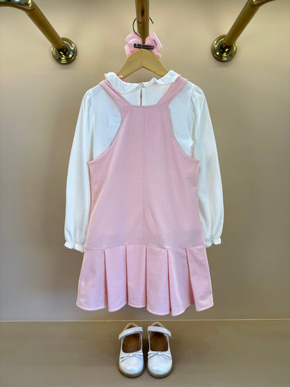 Salopete Infantil Rosa Ursinhos Com Blusa Golinha MC Off White - Gabriela Aquarela