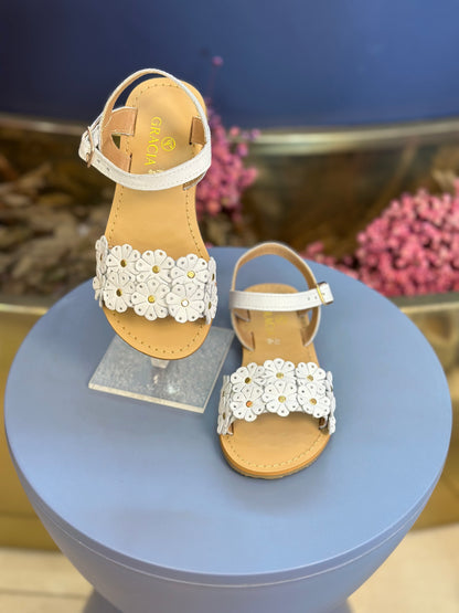 Sandália Infantil Mariah Flores Brancas - Gracia