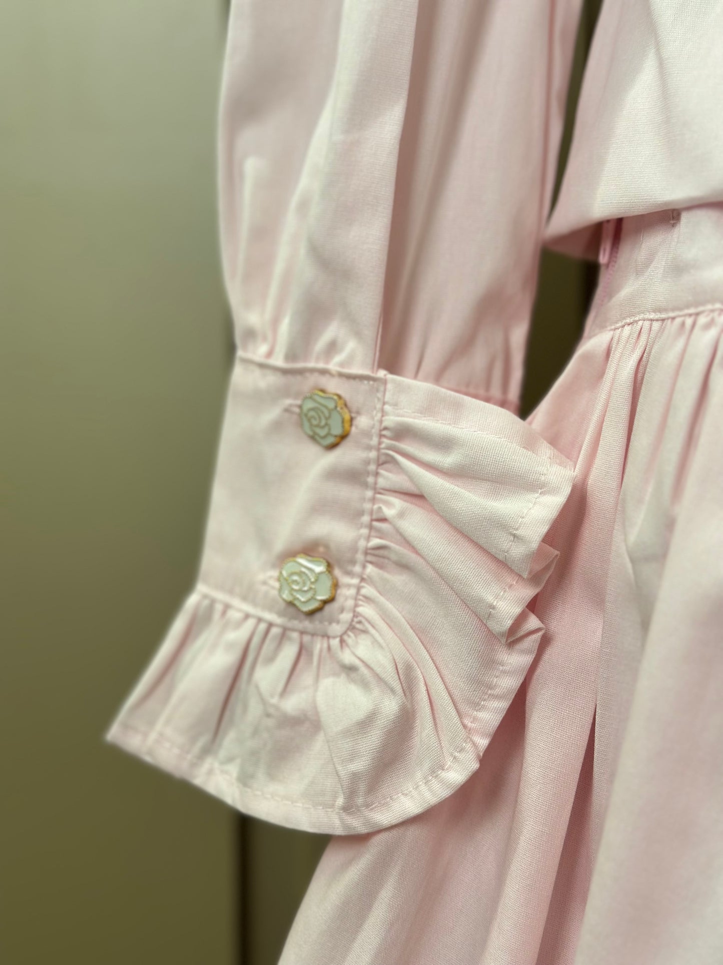 Conjunto Infantil Algodão  Camisa Babadinhos Punho Pregas e Saia Balonê Rosa Claro - Luluzinha