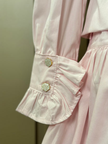 Conjunto Infantil Algodão  Camisa Babadinhos Punho Pregas e Saia Balonê Rosa Claro - Luluzinha
