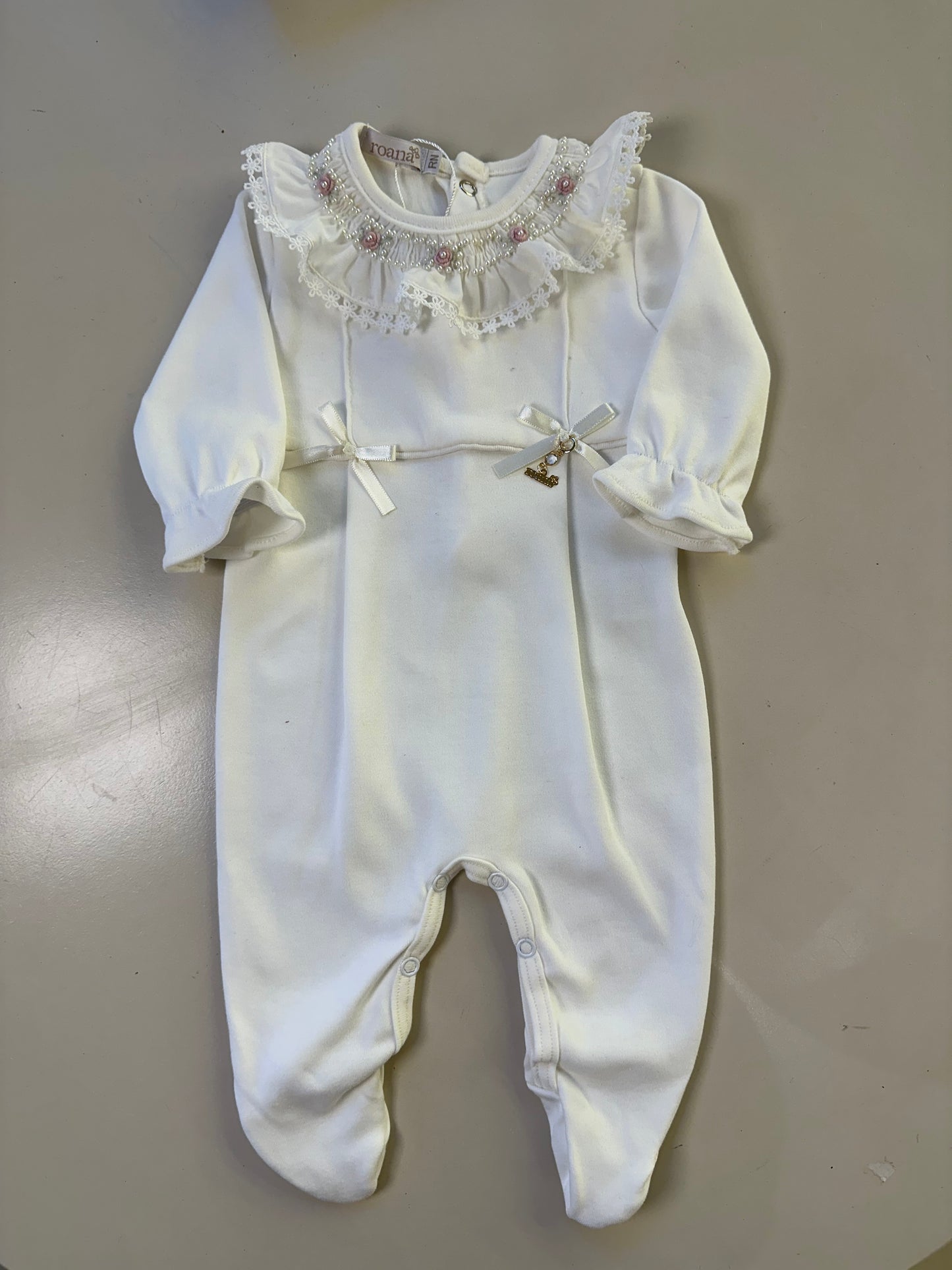 Saída de Maternidade Algodão Bebê Gola Renda Luxo - Roana