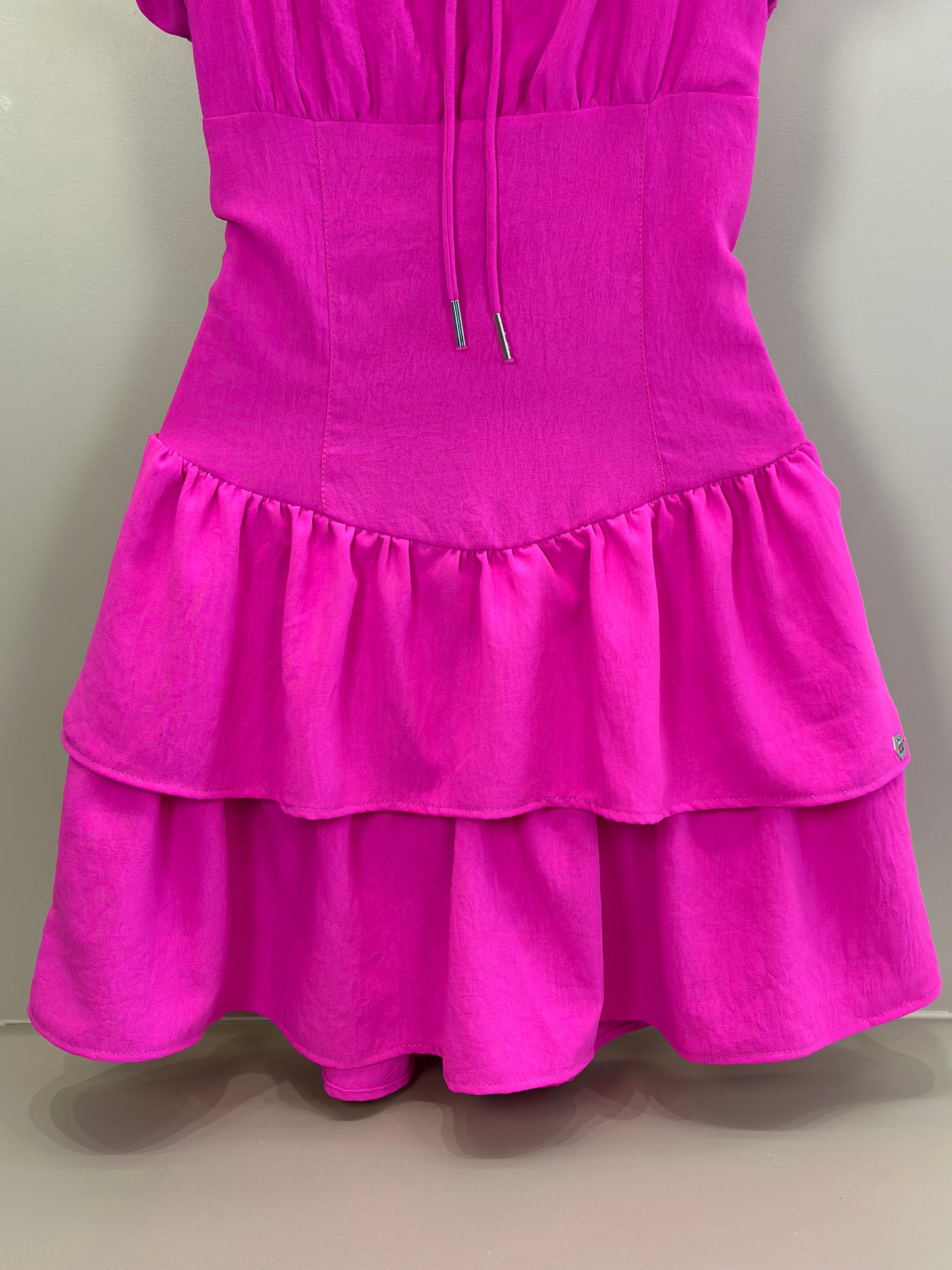 Vestido Teen Crepe Babados Pink - Two In