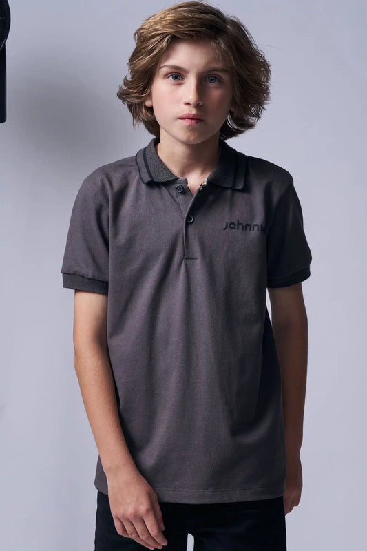 Camisa Polo Piquet Johnny Cinza - Little Johnny