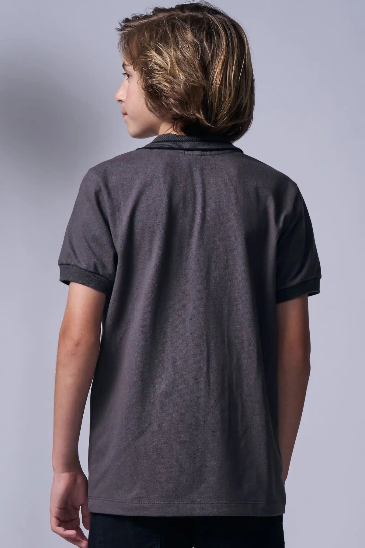 Camisa Polo Piquet Johnny Cinza - Little Johnny