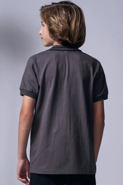 Camisa Polo Piquet Johnny Cinza - Little Johnny