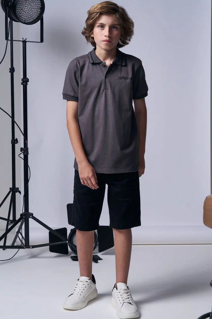 Camisa Polo Piquet Johnny Cinza - Little Johnny