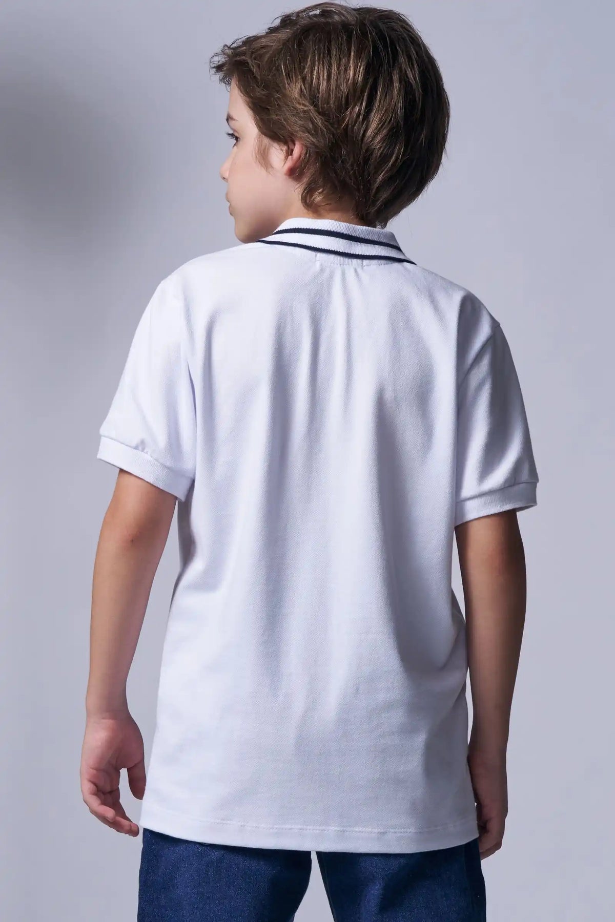 Conjunto Infantil Camisa Polo Piquet Johnny Branco e Bermuda Molevisco Urban Flow Preto - Little Johnny