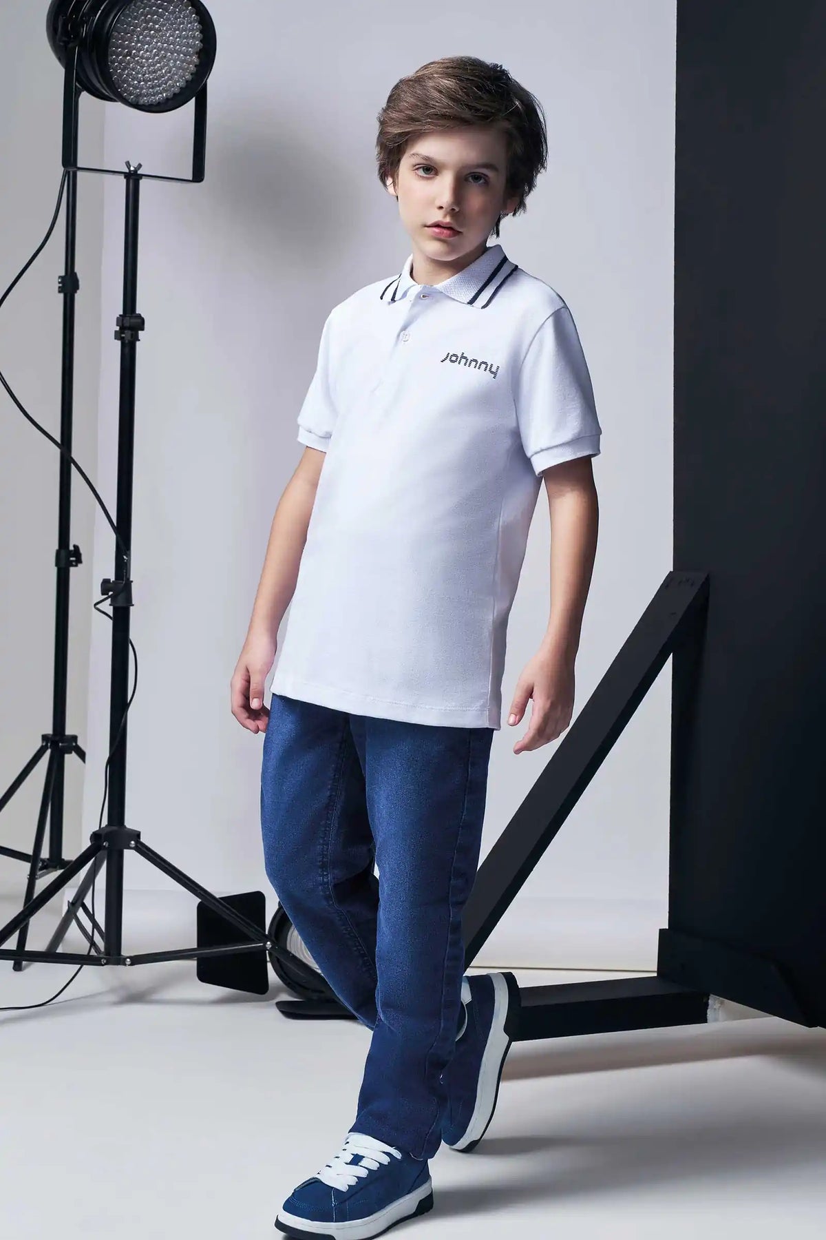 Camisa Polo Piquet Johnny Branco - Little Johnny