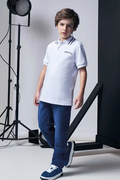 Camisa Polo Piquet Johnny Branco - Little Johnny