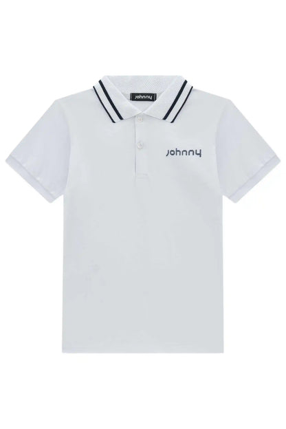 Conjunto Infantil Camisa Polo Piquet Johnny Branco e Bermuda Molevisco Urban Flow Preto - Little Johnny