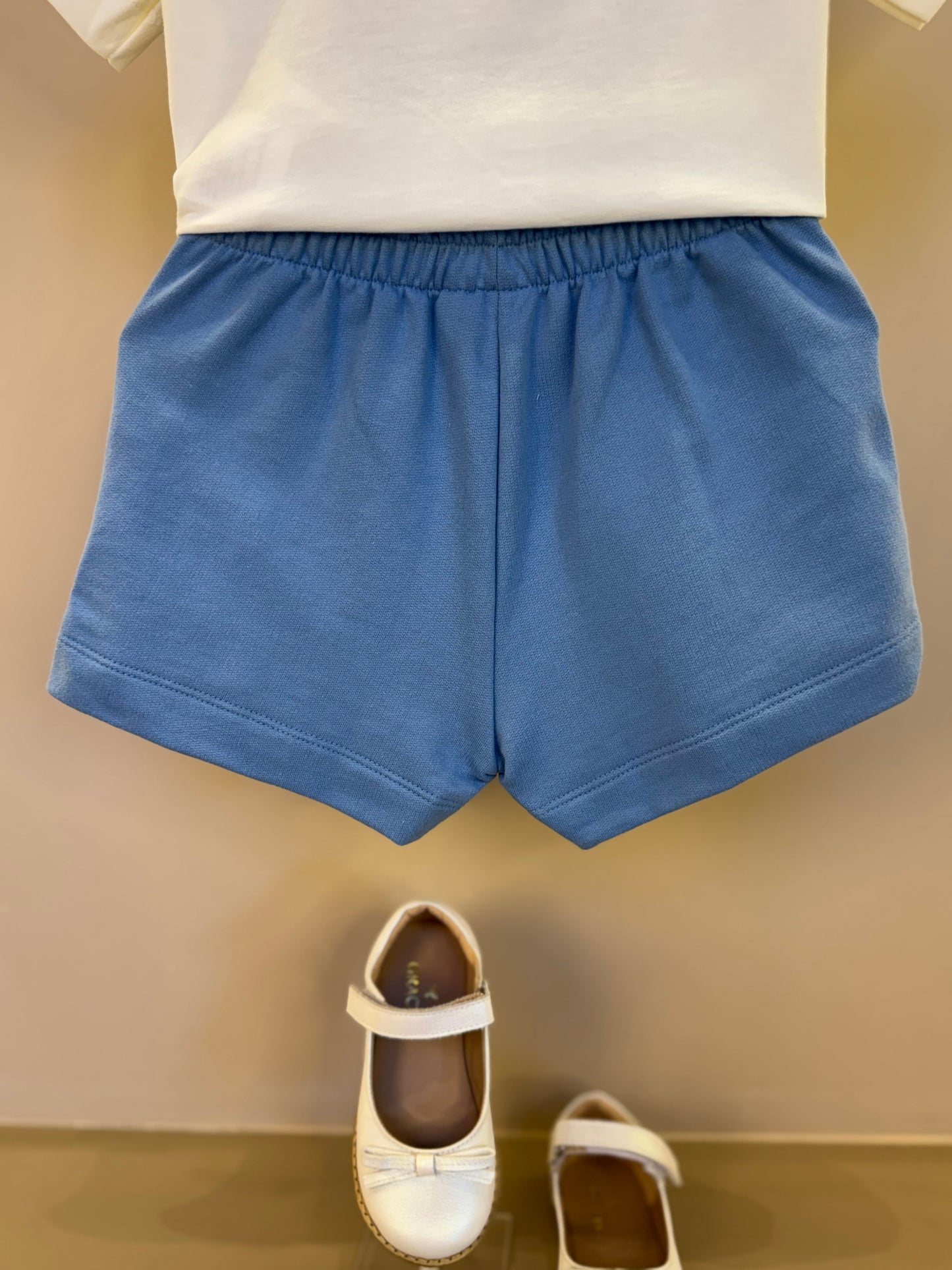 Conjunto Infantil Blusa Urban Blossom e Shorts Azul Laço Tule - Animê