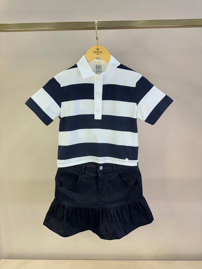Conjunto Teen Blusa Gola Polo e Saia Balonê  - Two In
