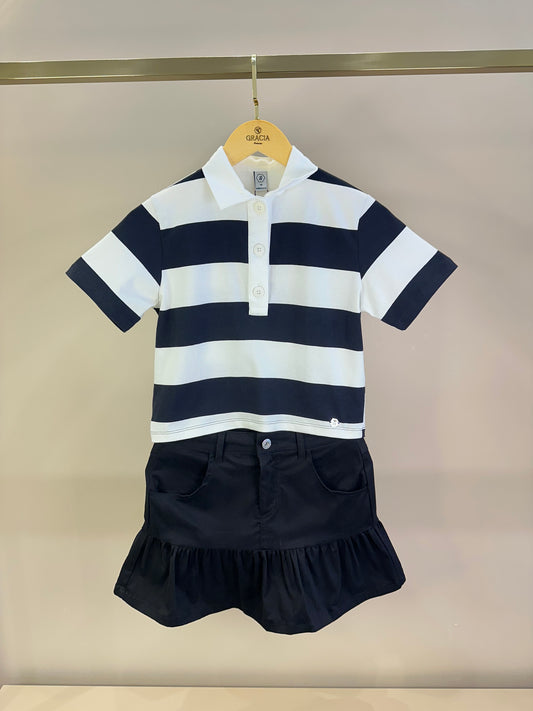 Conjunto Teen Blusa Gola Polo e Saia Balonê  - Two In