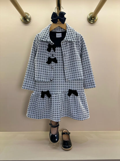 Jaqueta Infantil Laços Tweed Preto - Momi Mini