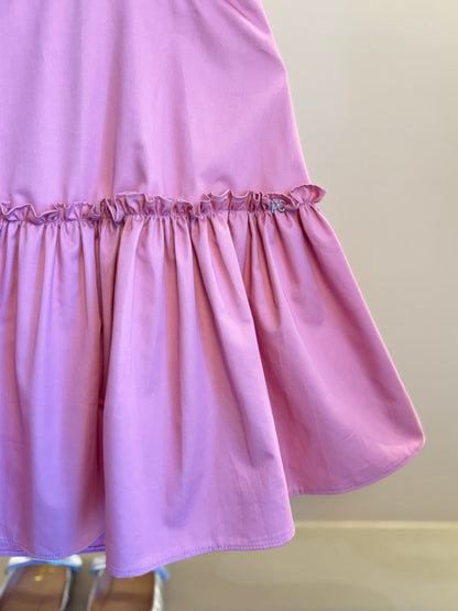 Vestido Infantil Algodão Laço Strass Ombro Rosé - Petit Cherie