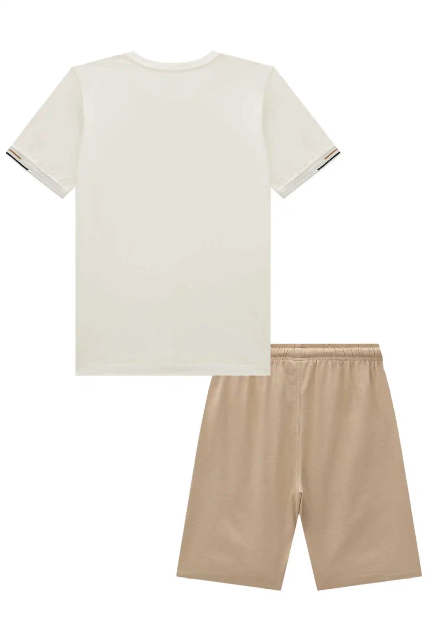 Conjunto Infantil Camiseta  Algodão Coast  e Bermuda Bege - Little Johnny
