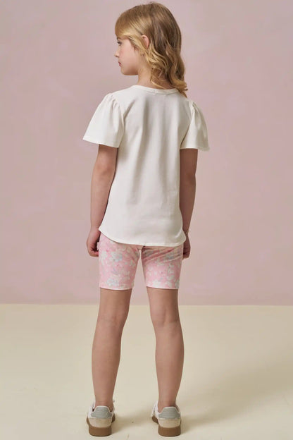 Conjunto Infantil Blusa Princesa  e Shorts Bike Rosa - Infanti
