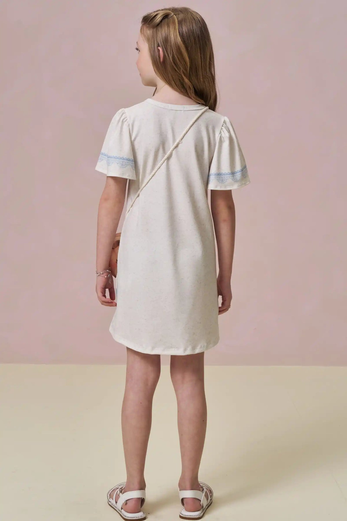 Vestido Infantil Ursinha  e Bolsa Ursinho Com Laço - Infanti