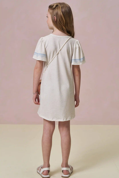 Vestido Infantil Ursinha  e Bolsa Ursinho Com Laço - Infanti