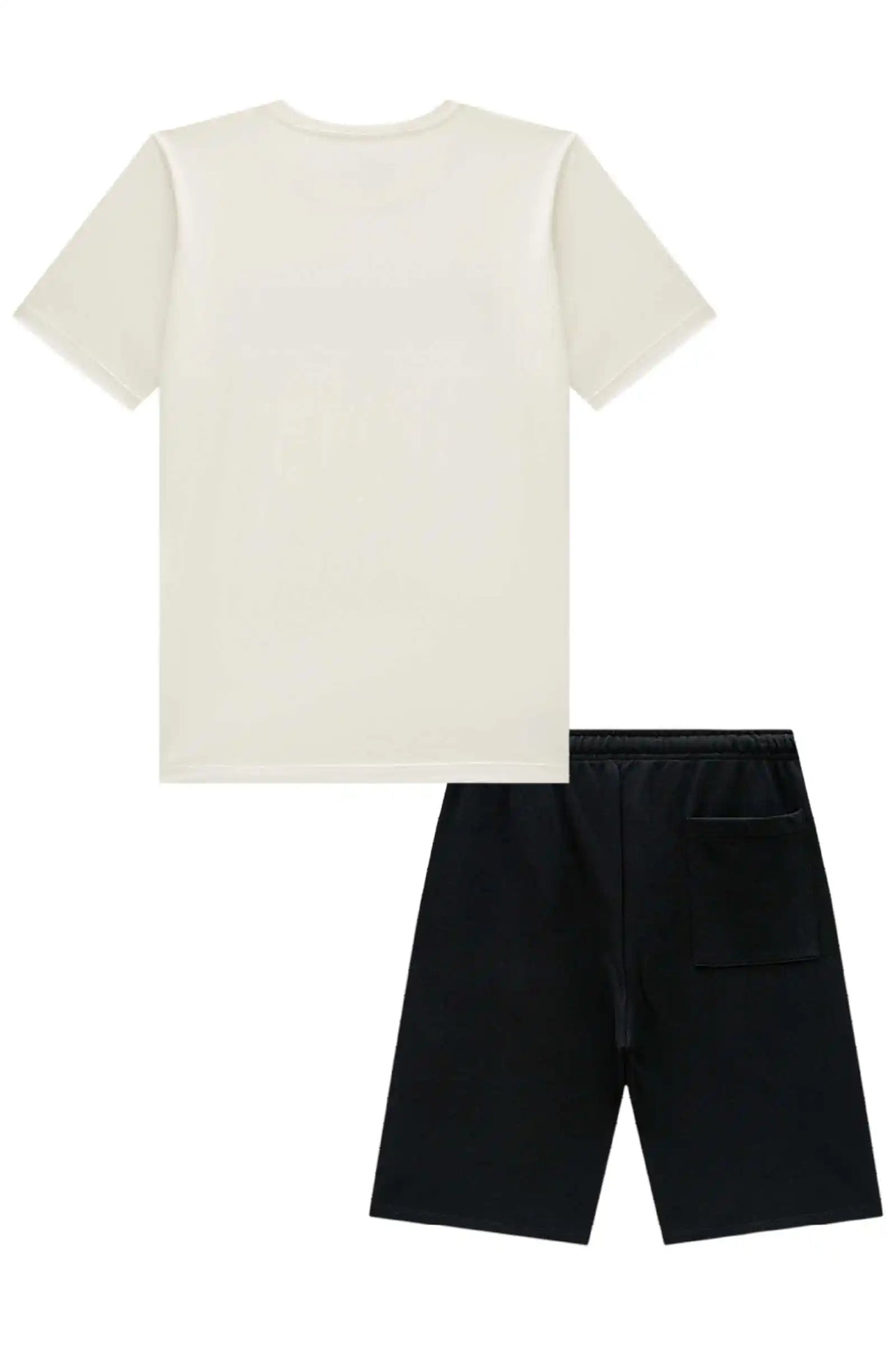 Conjunto Infantil Camiseta Listrada Preta e Bermuda Total Black - Little Johnny