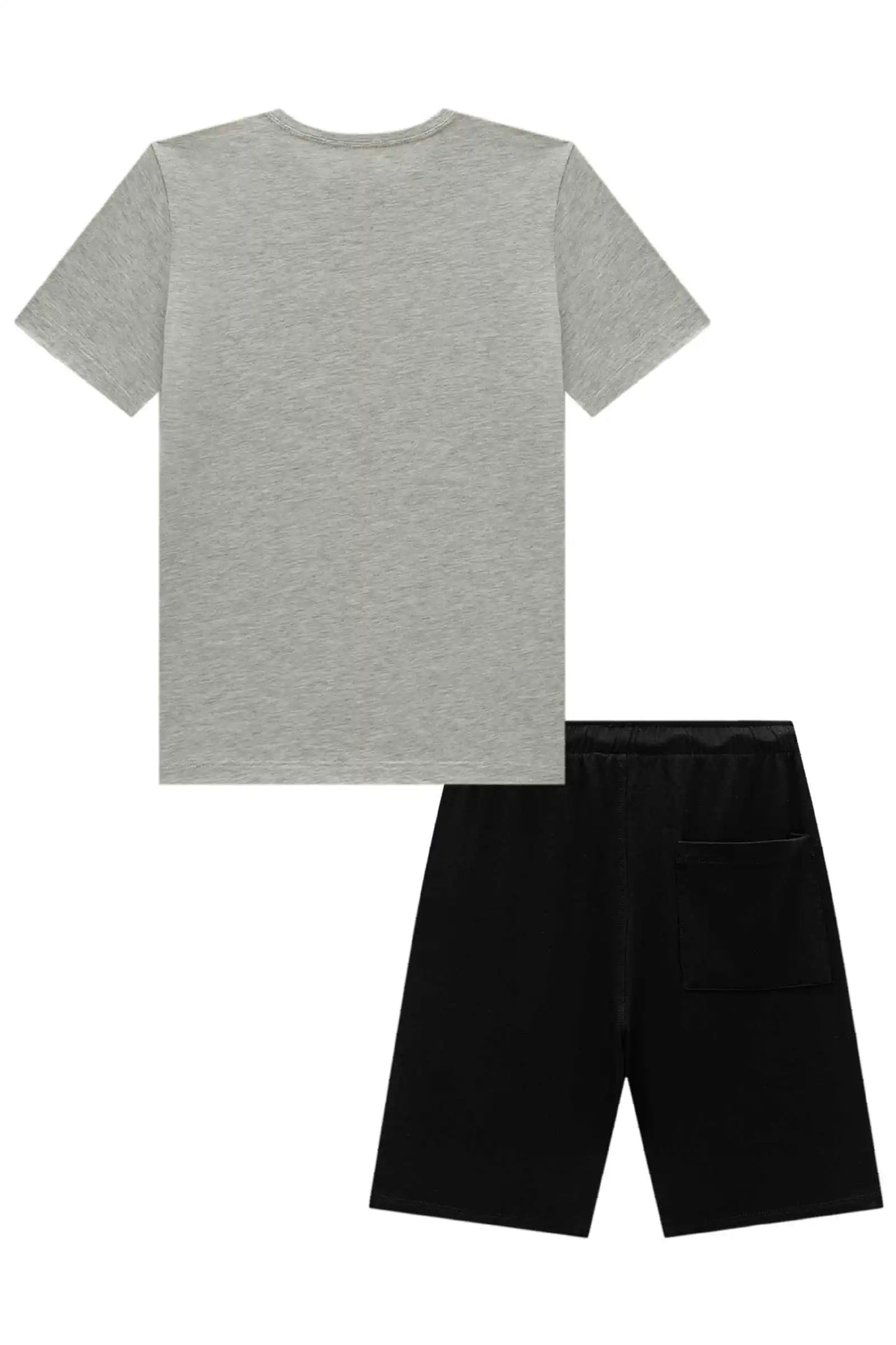 Conjunto Infantil Camiseta Cinza LJ e Bermuda Preta - Little Johnny
