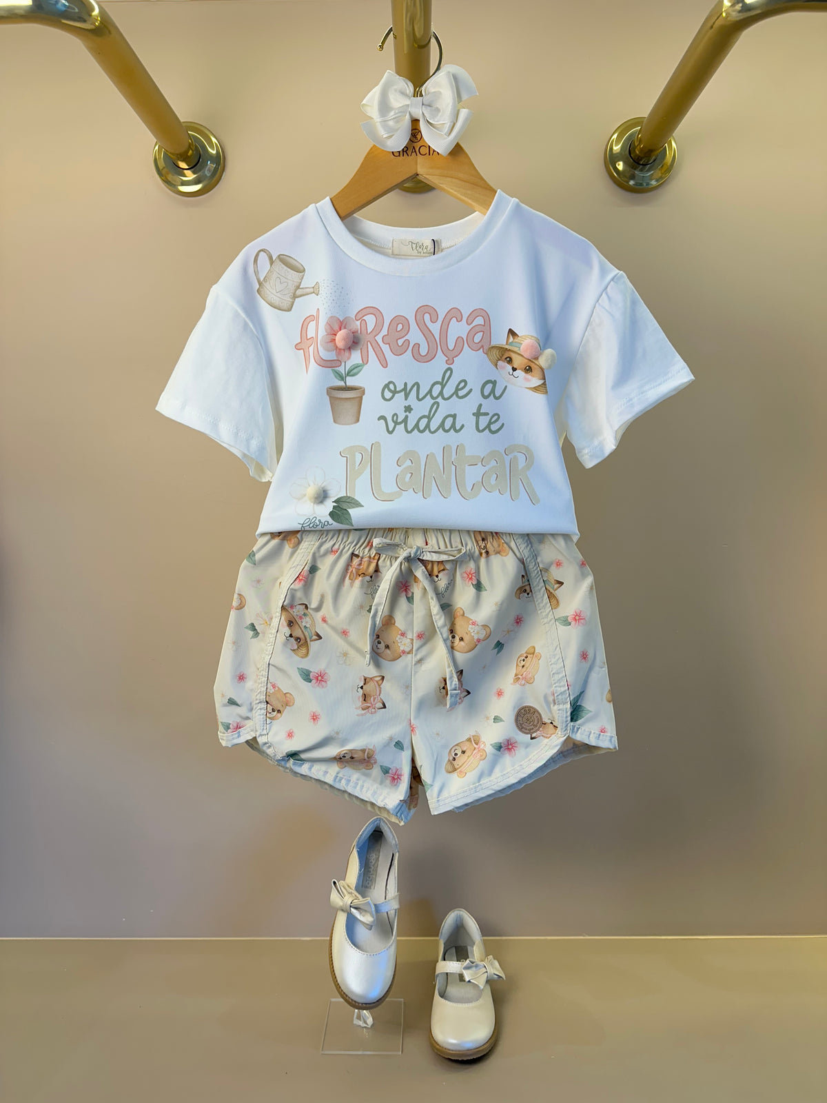 Conjunto Infantil Blusa e Shorts Estampa Ursinhas - Infanti