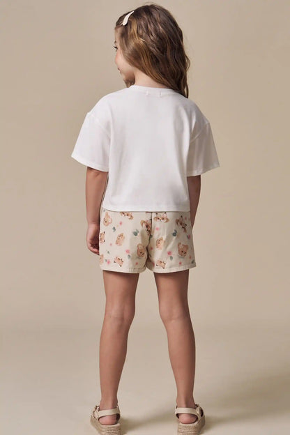Conjunto Infantil Blusa e Shorts Estampa Ursinhas - Infanti