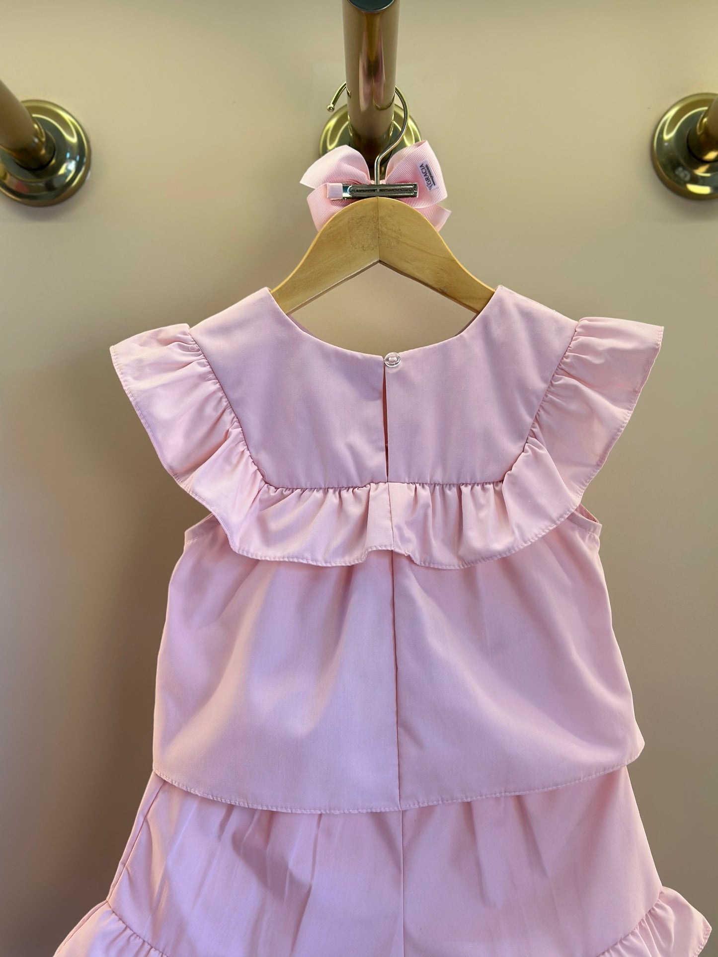 Conjunto Infantil Tricoline Blusa Bordada Flores e Shorts Babadinhos Rosa - Mon Sucré