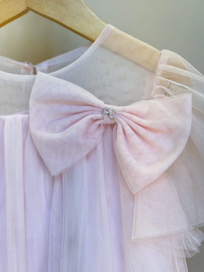 Vestido Infantil Trapézio Tule com Laço - Petit Cherie