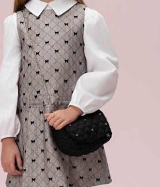 Bolsa Infantil Clássica Pérolas & Corrente Preto - Petit Cherie