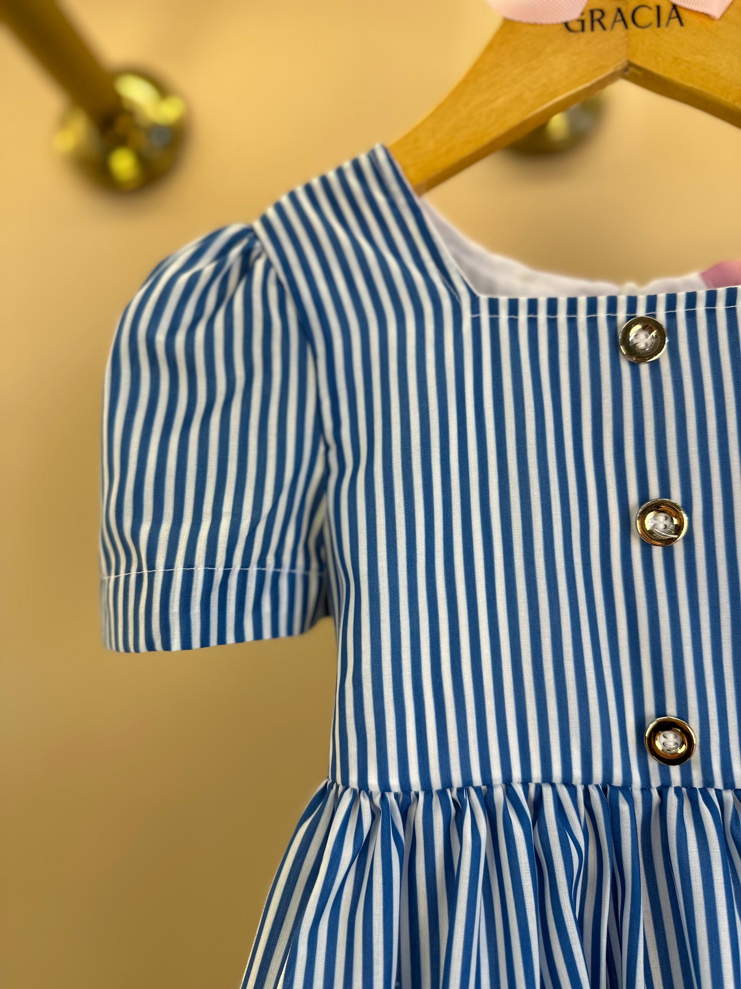 Vestido Infantil Rodado Algodão Listrado Barrado Floral - Luluzinha