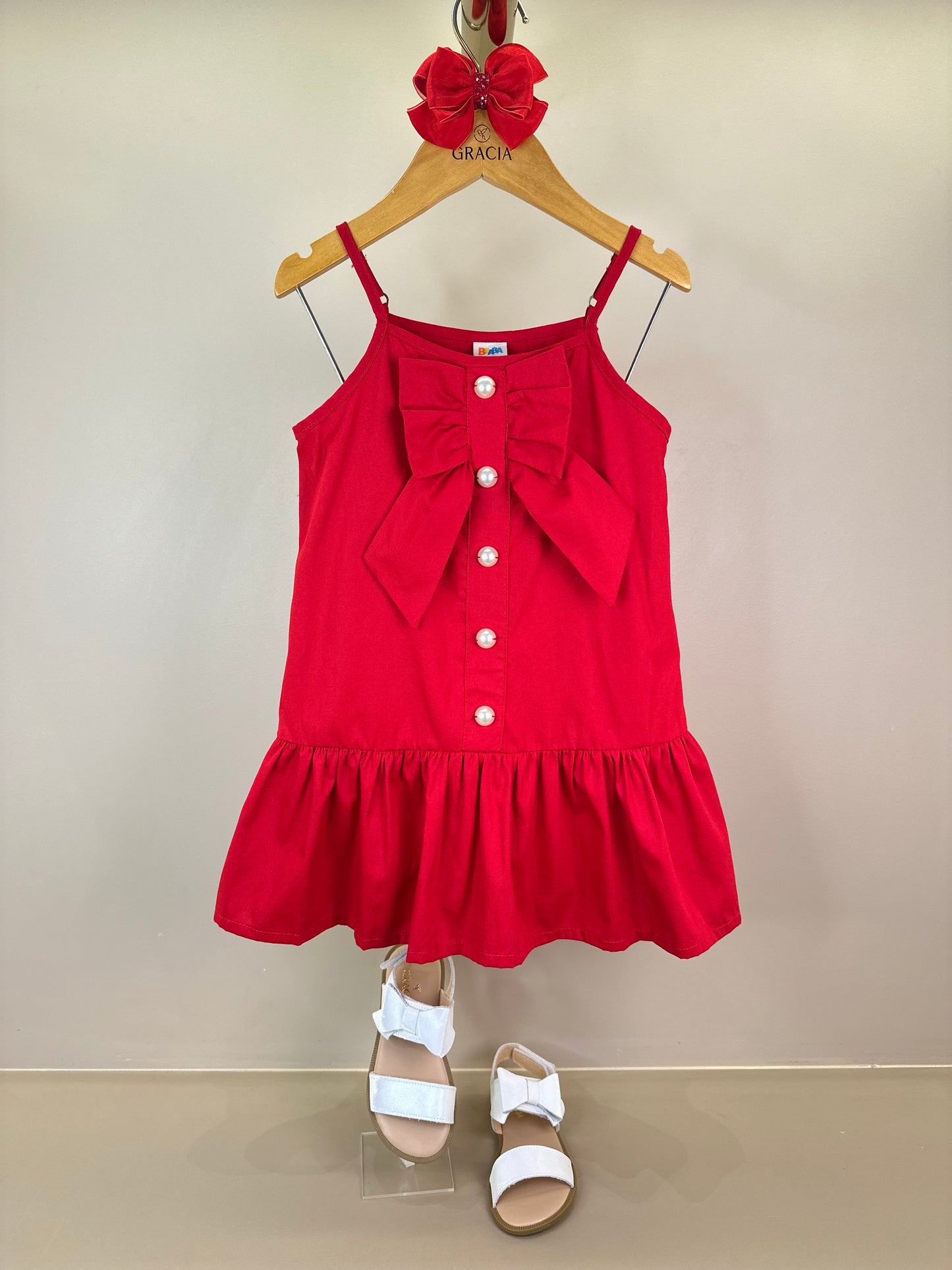 Vestido Infantil Jumper Tricoline com Laço - Beabá