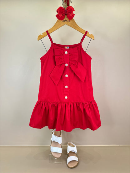 Vestido Infantil Jumper Tricoline com Laço - Beabá