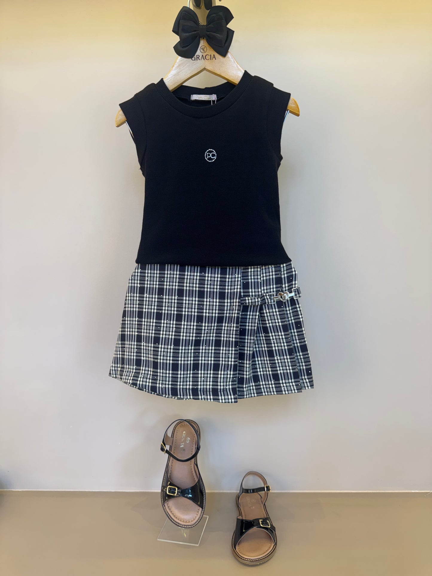 Conjunto Infantil Alfaiataria Blusa e Saia-Shorts - Petit Cherie