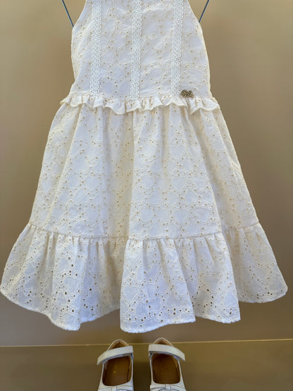 Vestido Infantil  Laise Coração e Rendinha na Pala -  Gabriela Aquarela