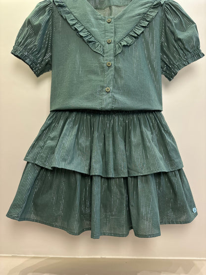 Conjunto Teen Blusa e Shorts Voil Lurex Verde Oliva - Two In