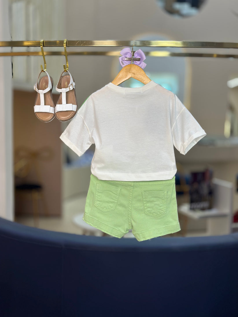 Shorts Infantil Sarja Pistache - Animê