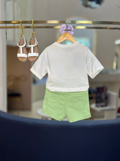 Shorts Infantil Sarja Pistache - Animê