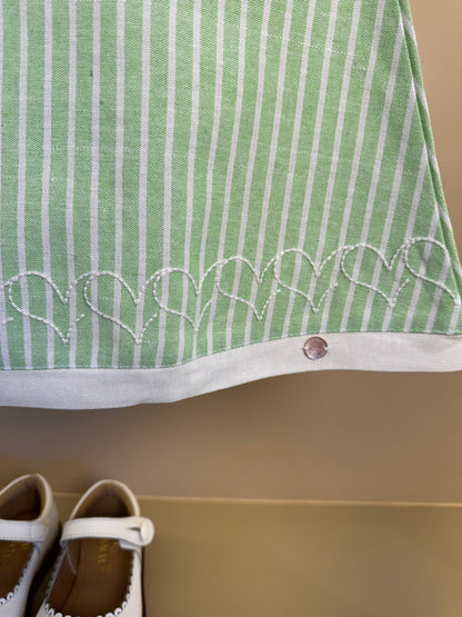 Vestido Infantil Verde Listrado Com Laços Laterais - Petit Cherie